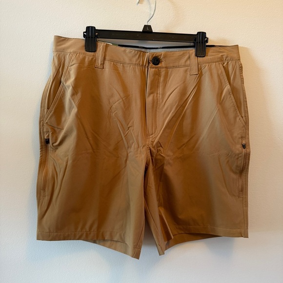 Orvis Tech Shorts Men's Brown Flat Front Shorts 8” Inseam - Picture 1 of 4